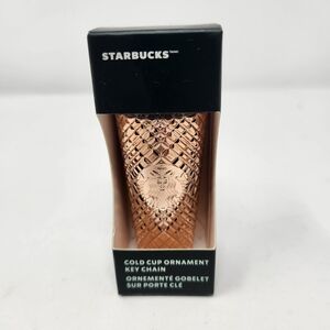 2023 Starbucks Bling Metallic Chrome Rose Gold Jeweled Cold Cup Ornament